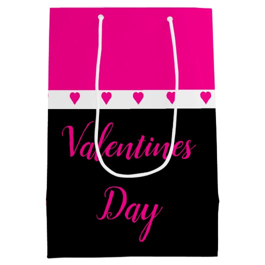 Helder roze hart geaccentueerd medium cadeauzakje (Achterkant)