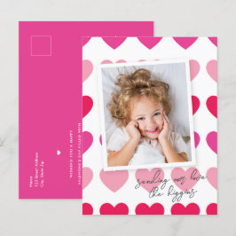 Helder Roze Harten Budget Foto Valentijnsdag Briefkaart