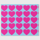 Helder Roze Hartpatroon Cadeaupapier (Vlak)