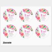 Helder roze herfst bloemige dank bridal shower ronde sticker (Vel)