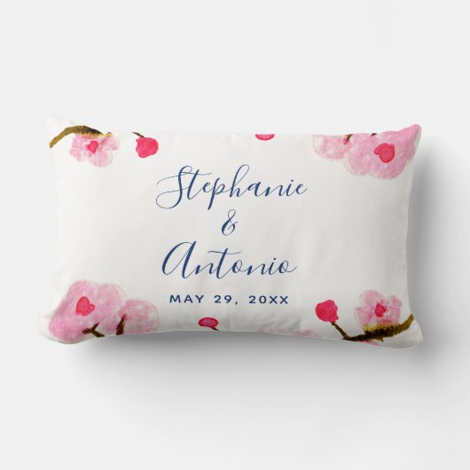 Helder roze kersenbloesem kussen (Voorkant)