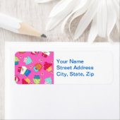 Helder Roze Kerst Cupcake Aangepast adres Etiket (Insitu)