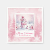 Helder Roze Kerst Scene Servetten Kinderen Winter (Voorkant)