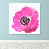 Helder Roze Klaproos Bloem Bloemendesign Wit Canvas Afdruk (Insitu (Houten vloer))