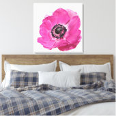Helder Roze Klaproos Bloem Bloemendesign Wit Canvas Afdruk (Insitu (Slaapkamer))