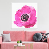 Helder roze klaproos bloem bloemenontwerp wit canvas afdruk (Insitu (Woonkamer))