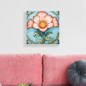 Helder Roze Klaproos Canvas Afdruk (Insitu (Woonkamer))