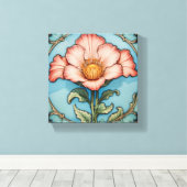 Helder Roze Klaproos Canvas Afdruk (Insitu (Houten vloer))