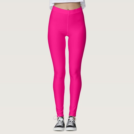 Helder Roze Kleur Effen Vlak Leggings (Voorkant)