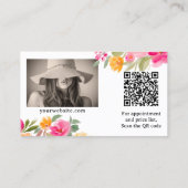 Helder roze kleurrijke Floral gouden make-up Haar Visitekaartje (Achterkant)