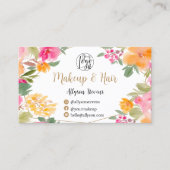 Helder roze kleurrijke Floral gouden make-up Haar Visitekaartje (Voorkant)