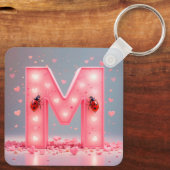 Helder Roze Letter M-ontwerp Sleutelhanger (Achterkant)