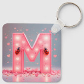 Helder Roze Letter M-ontwerp Sleutelhanger (Achterkant)