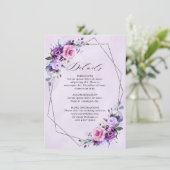Helder Roze Lila Paarse Tinten Bloemen Bruiloft Informatiekaartje (Staand voorkant)