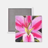 Helder roze lippenstift Tenerife flower art magnet (Voorkant / Achterkant)