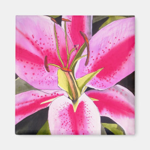 Helder roze lippenstift Tenerife flower art magnet