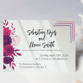 Helder Roze & Magenta Zonlicht Bloemen Huwelijk Kaart