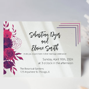 Helder Roze & Magenta Zonlicht Bloemen Huwelijk Kaart