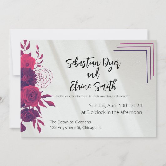 Helder Roze & Magenta Zonlicht Bloemen Huwelijk Kaart (Voorkant)