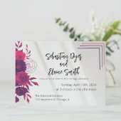 Helder Roze & Magenta Zonlicht Bloemen Huwelijk Kaart (Staand voorkant)