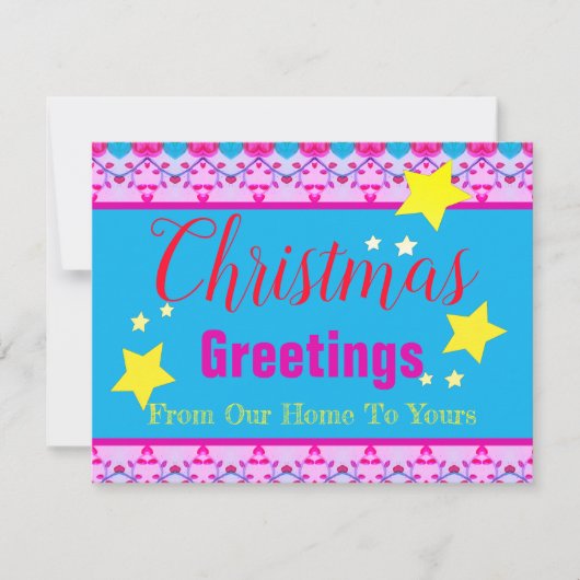 Helder roze met blauw notitiekaartje (Voorkant)