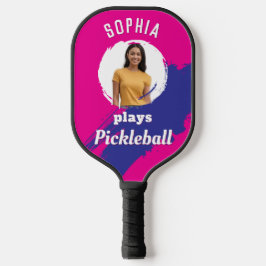 Helder roze met foto en naam gepersonaliseerd pickleball paddle
