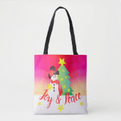 Helder roze met sneeuwpop tote bag (Voorkant)