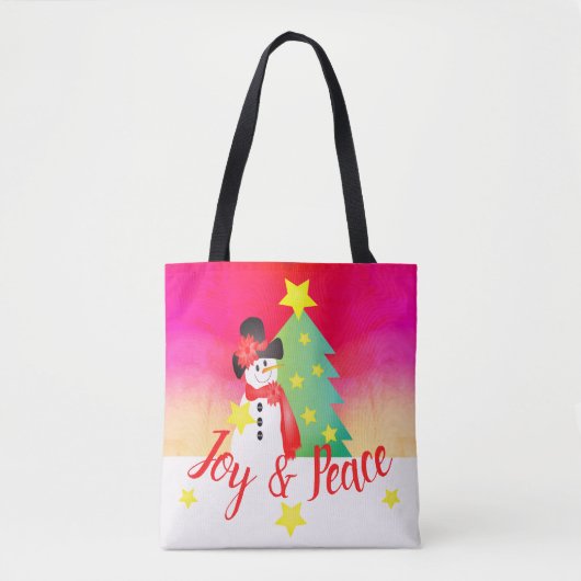 Helder roze met sneeuwpop tote bag (Voorkant)