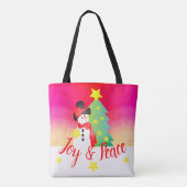 Helder roze met sneeuwpop tote bag (Achterkant)