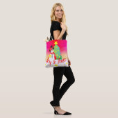 Helder roze met sneeuwpop tote bag (Op model)