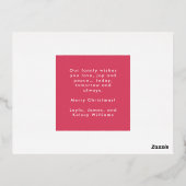 Helder Roze Modern Vrolijk Script Kerstfoto Folie Feestdagen Briefkaart (Achterkant)