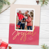 Helder Roze Modern Vrolijk Script Kerstfoto Folie Feestdagen Briefkaart