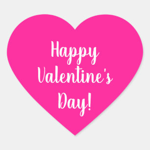 Helder Roze Moderne Gelukkige Valentijnsdag Hart Sticker