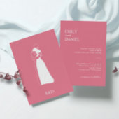 Helder Roze moderne HandDrawn Paar Bruiloft Kaart