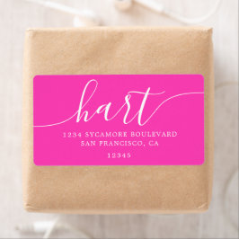 Helder Roze Moderne Script Retouradres Etiket