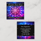 Helder roze Mystic Floral Nebula Glitter Sterren Vierkante Visitekaartje (Voorkant / Achterkant)