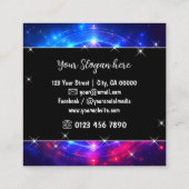 Helder roze Mystic Floral Nebula Glitter Sterren Vierkante Visitekaartje (Achterkant)