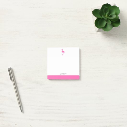 Helder Roze op Witte Flamingo & Rand w / Naam Post-it® Notes (Kantoor)