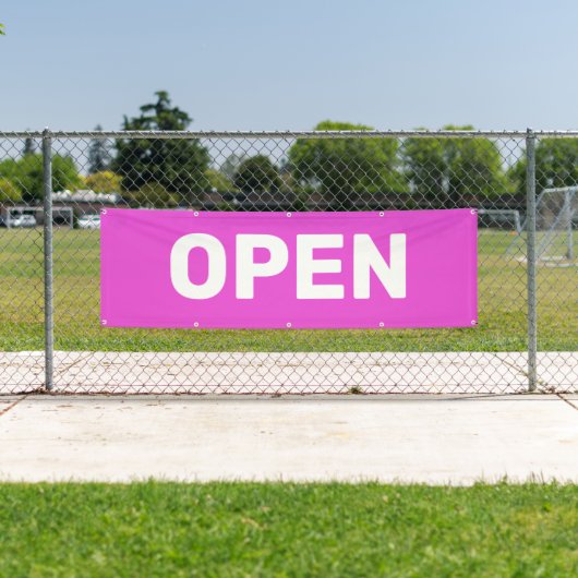 Helder roze OPEN banner (Insitu)