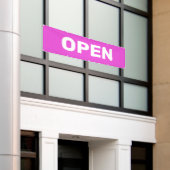 Helder roze OPEN banner (Buitenkant Gebouw)