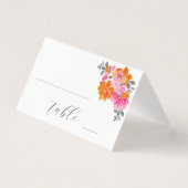 Helder Roze & Oranje Bloemen Tafel Nummer Kaart (Voorkant)