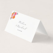 Helder Roze & Oranje Bloemen Tafel Nummer Kaart (Achterkant)