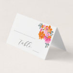 Helder Roze & Oranje Bloemen Tafel Nummer Kaart<br><div class="desc">Vier uw bruiloft met deze stijlvolle tafelnummerkaart,  met levendige roze en oranje bloementekst en aangepaste tekst naar keuze. Voeg eenvoudig uw gegevens toe door op de optie "personaliseren" te klikken.</div>