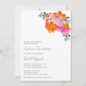 Helder roze oranje bloemrijke levendige Bat Mitzva Kaart (Voorkant)