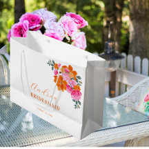 Helder roze oranje levendig bloem boeket bruidsmei