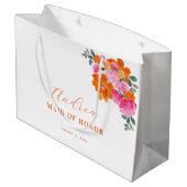 Helder roze oranje levendig bloemendame van eer groot cadeauzakje (Achterkant Gekanteld)