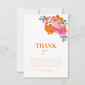 Helder Roze Oranje Waterverf Bloem Bruiloft Bedankkaart (Voorkant)