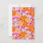 Helder Roze Oranje Waterverf Bloem Bruiloft Bedankkaart (Achterkant)