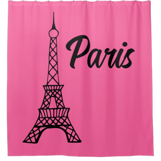 Helder roze Parijs Eiffeltoren douchegordijn (Voorkant)