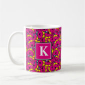 Helder roze patroon | Monogram Koffiemok (Links)